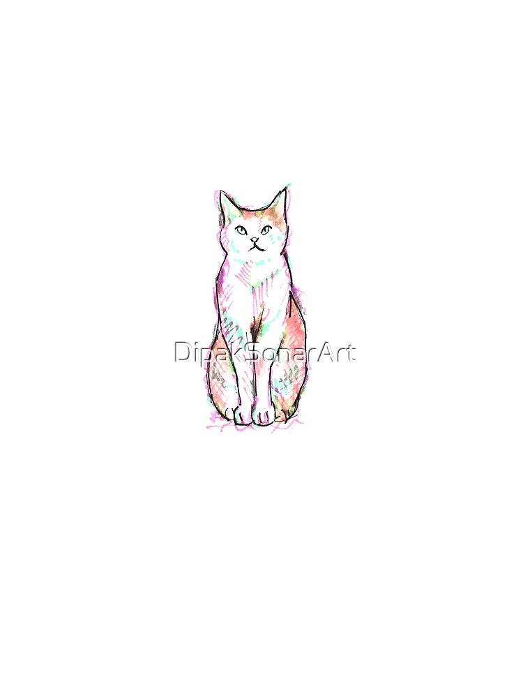 Colorful cat artistic sketch - modern illustration by DipakSonarArt T-Shirts, Hoodie, Sweatshirt | BlankRebels.com (Image 2)