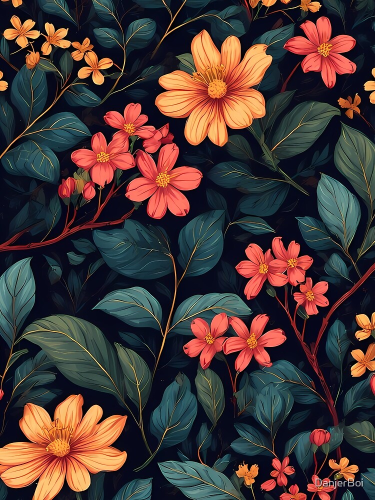 Dark Botanical Floral Pattern with Wildflowers by DanjerBoi T-Shirts, Hoodie, Sweatshirt | BlankRebels.com (Image 2)