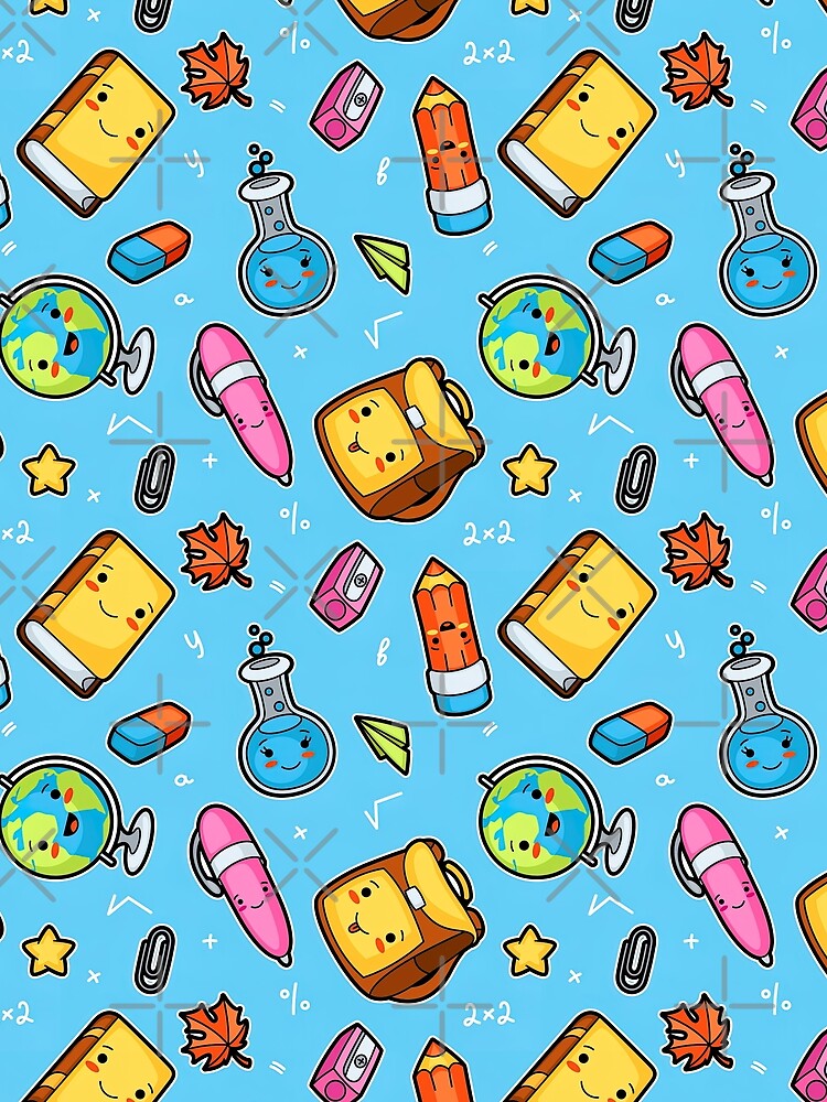 Kawaii School Pattern, Kawaii School Seamless Pattern, School Pattern Design by graphic-genie
