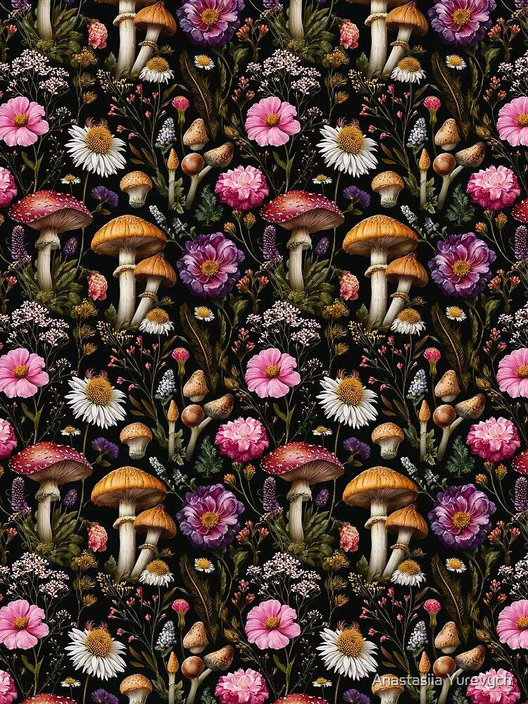 Dark Botanical Mushroom Flowers by Anastasiia Yurevych T-Shirts, Hoodie, Sweatshirt | BlankRebels.com (Image 2)