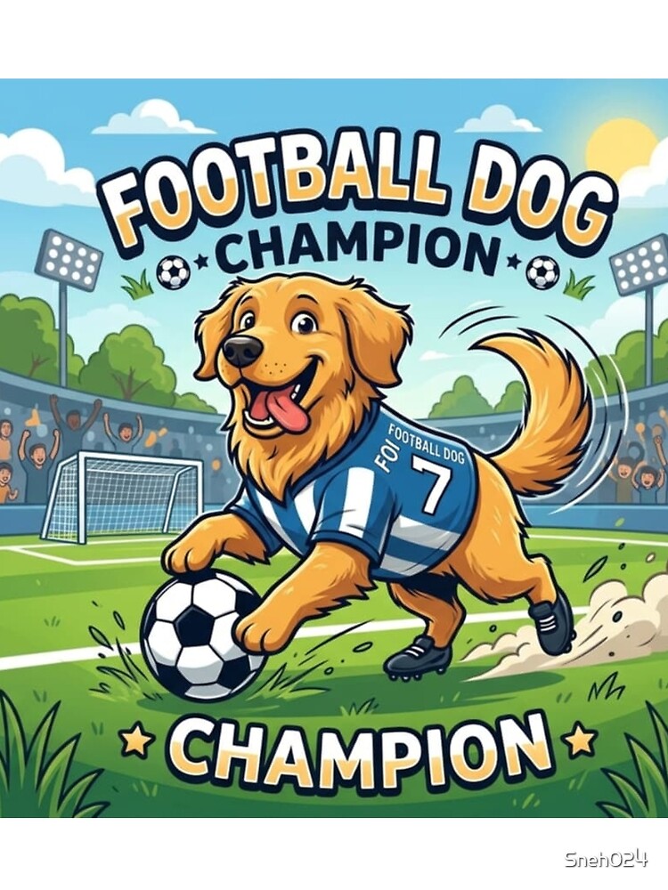 Football Dog Champion – Golden Retriever Soccer Player Cute Sports Dog Cartoon by Sneh024