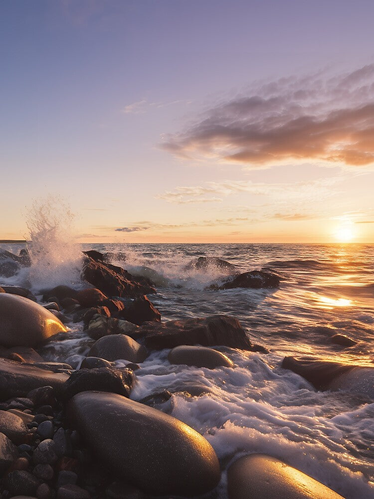 Golden Sunset Waves on Rocks – Serene Coastal Glow by EK-World T-Shirts, Hoodie, Sweatshirt | BlankRebels.com (Image 2)