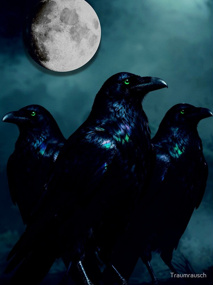three ravens – moonlight – dark fantasy animal art by Traumrausch T-Shirts, Hoodie, Sweatshirt | BlankRebels.com (Image 2)