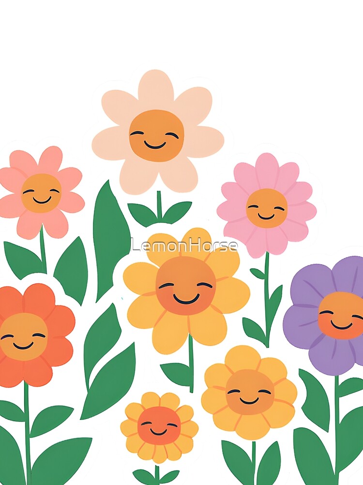 Smiling Flowers Art - Cute Floral Design for T-Shirts, Mugs, Phone Cases & More by LemonHorse Hoodie, Sweatshirt (Image 2)