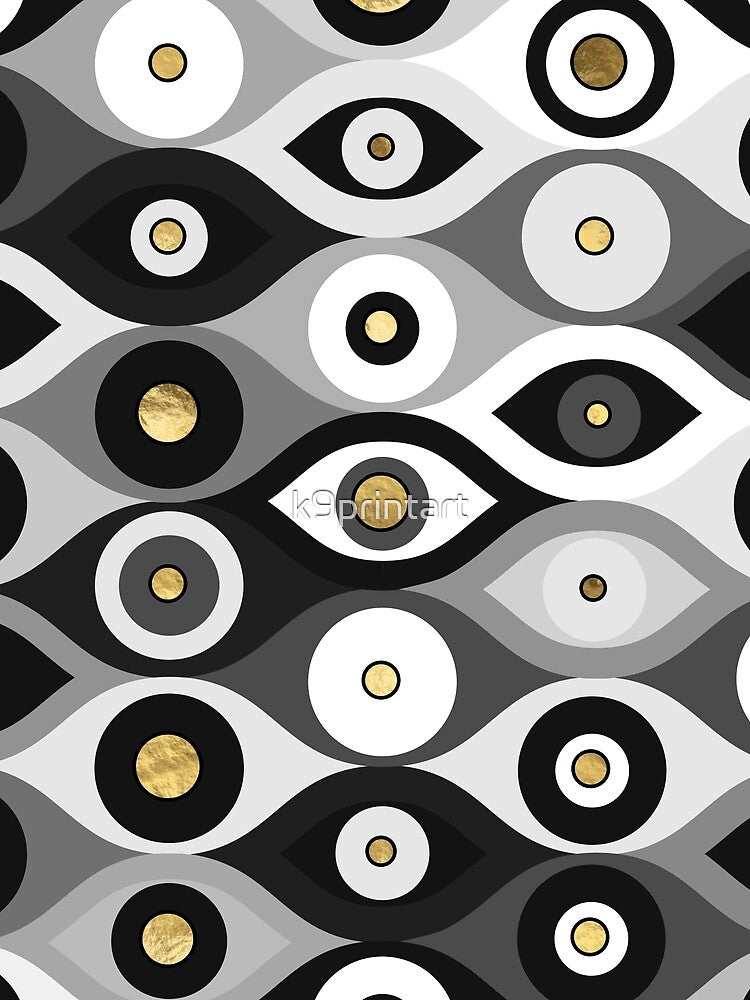 Evil Eye protection pattern grayscale and gold by k9printart T-Shirts, Hoodie, Sweatshirt | BlankRebels.com (Image 2)