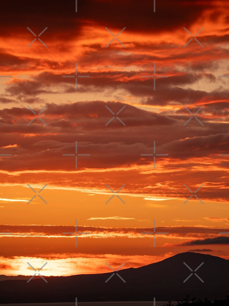 Glowing Orange Sunset With Clouds And Hills Silhouette by Harmony Of The Mind T-Shirts, Hoodie, Sweatshirt (Image 2)