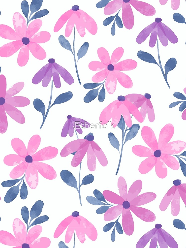 Bright Watercolor Floral Pattern by Etherfolk T-Shirts, Hoodie, Sweatshirt | BlankRebels.com (Image 2)