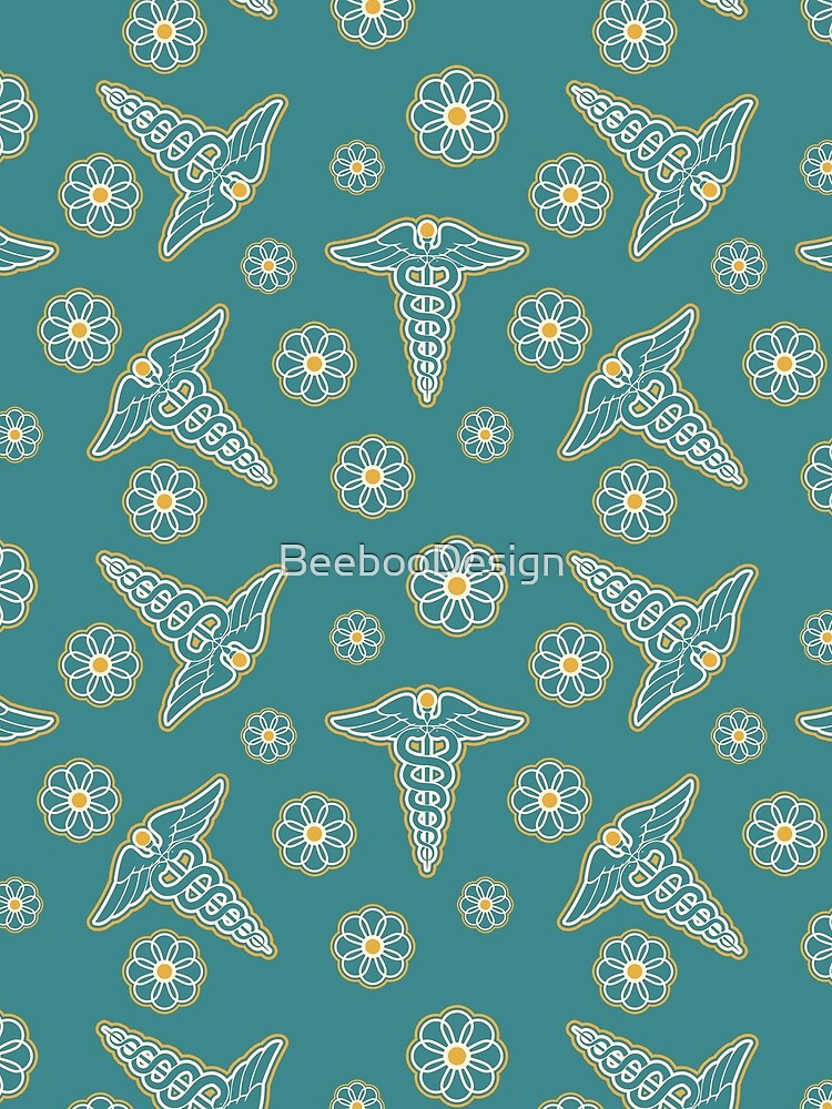 Nurse Floral Teal Pattern2 by BeebooDesign T-Shirts, Hoodie, Sweatshirt | BlankRebels.com (Image 2)
