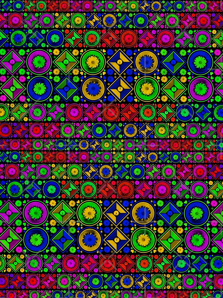 Geometric Neon Blossoms Tiled by PanicDay T-Shirts, Hoodie, Sweatshirt | BlankRebels.com (Image 2)