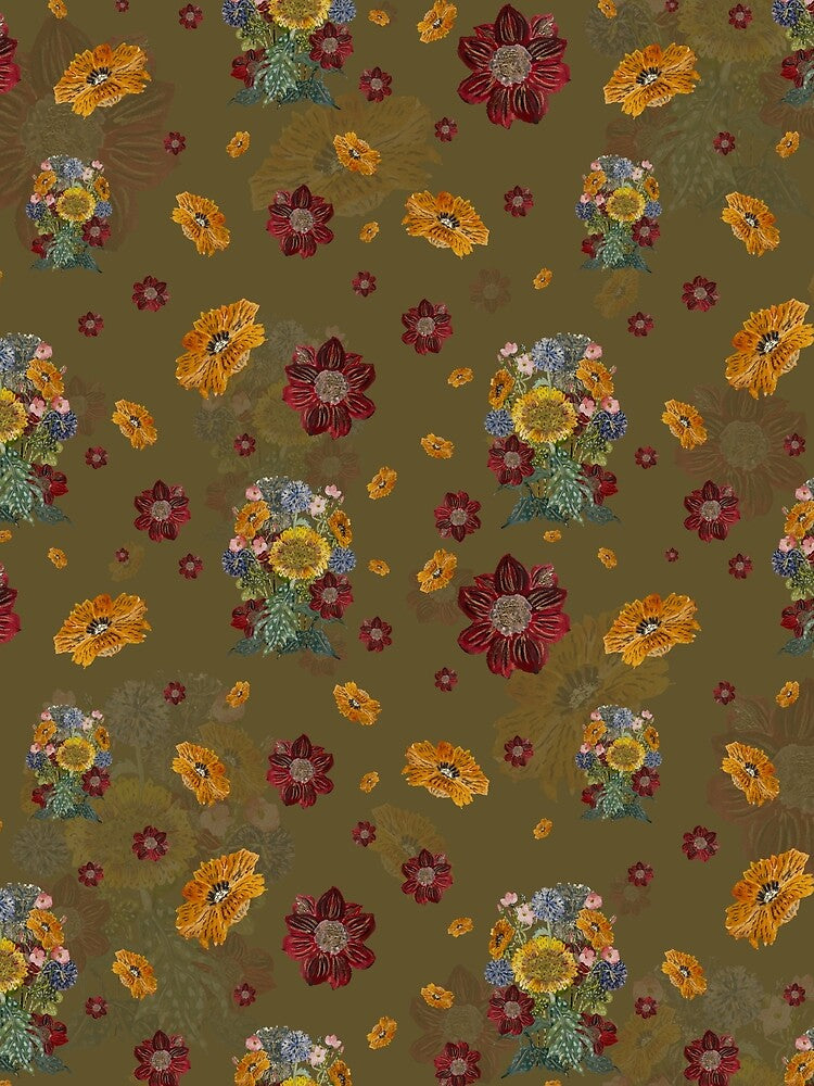 Bouquet flower seamless pattern on ocher background by Yana Mustafina | Boho Soulful Designs T-Shirts, Hoodie,... (Image 2)