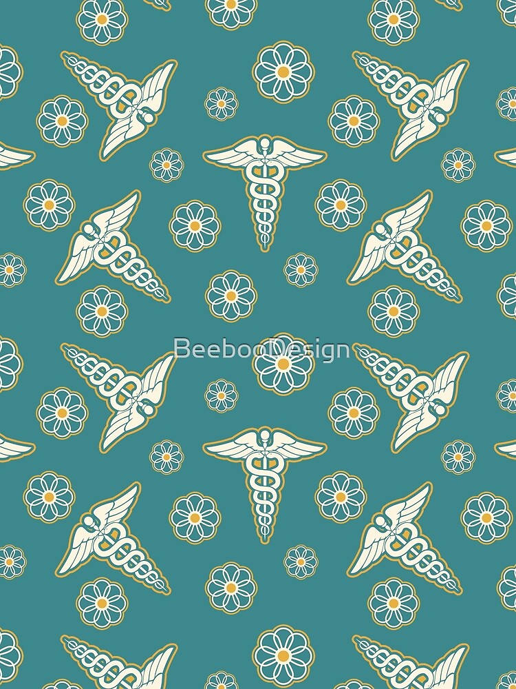 Nurse Floral Teal Pattern by BeebooDesign T-Shirts, Hoodie, Sweatshirt | BlankRebels.com (Image 2)