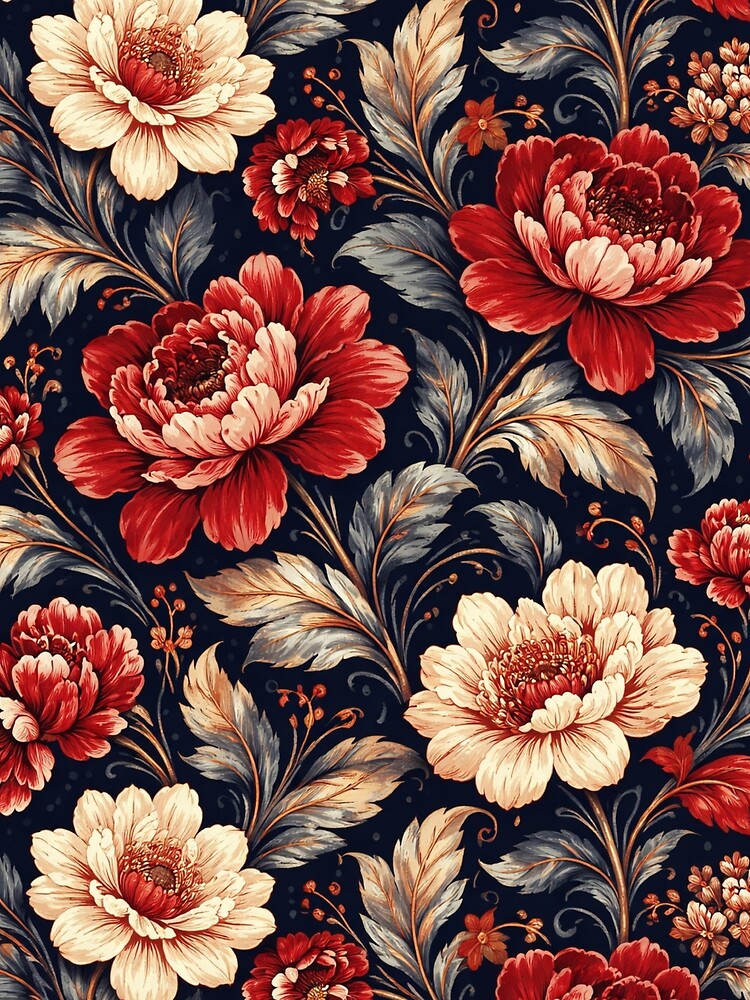 Bold Vintage Floral on Navy by FLATVAC STICKER T-Shirts, Hoodie, Sweatshirt | BlankRebels.com (Image 2)