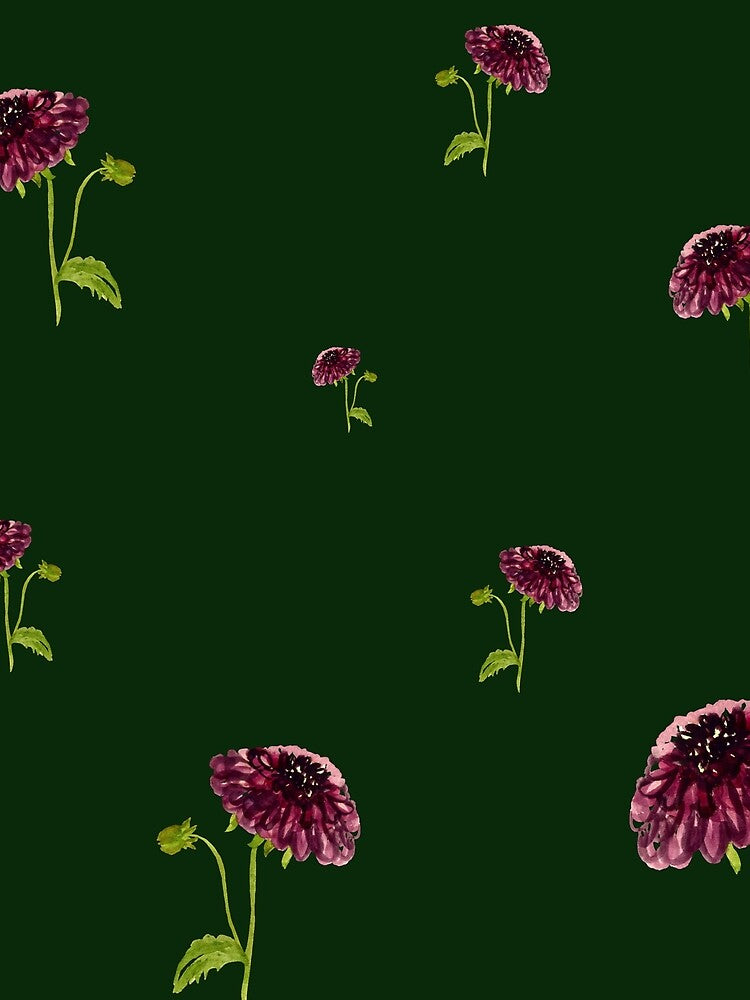 Dahlia red seamless cute pattern a watercolor green by Yana Mustafina | Boho Soulful Designs T-Shirts, Hoodie,... (Image 2)