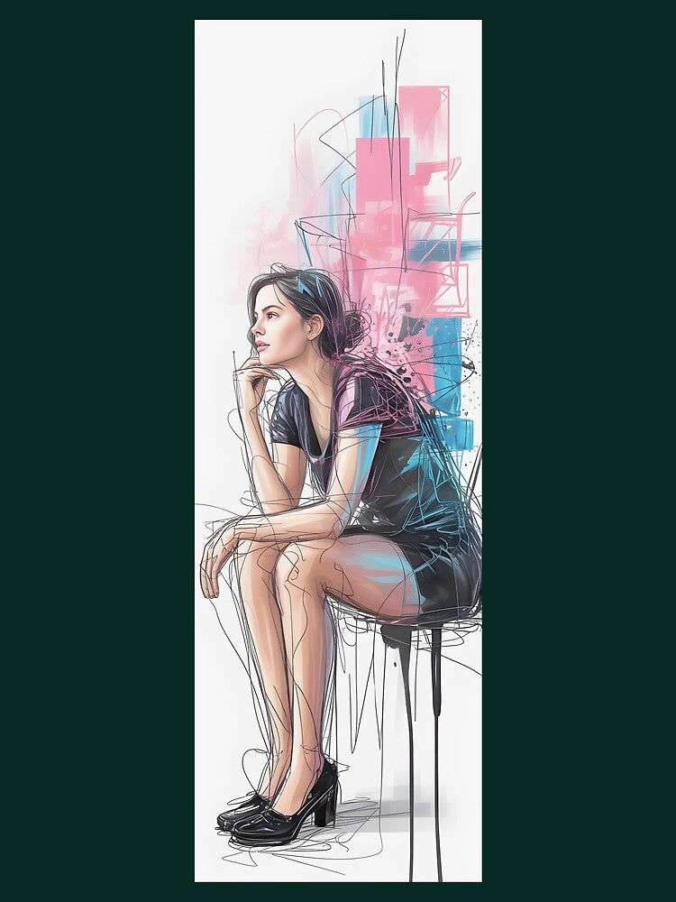 Thoughtful Woman Abstract Sketch Png By Merch, Limited Edition by MADISYNDONALD T-Shirts, Hoodie, Sweatshirt (Image 2)