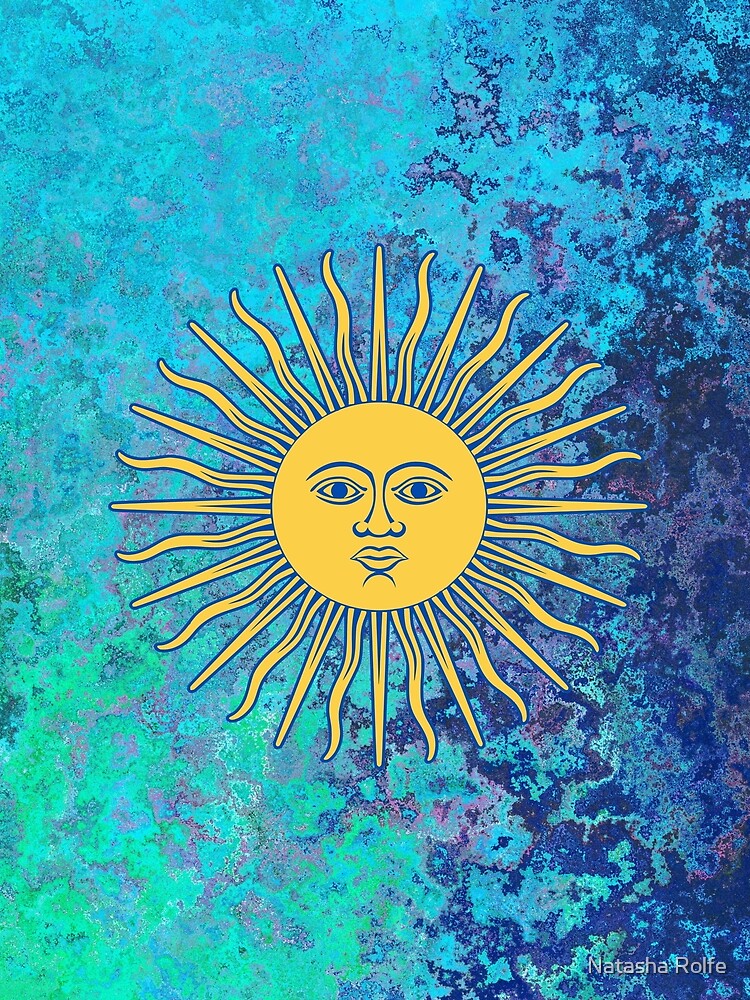Retro Hippie Sun Blue Paint by Natasha Rolfe