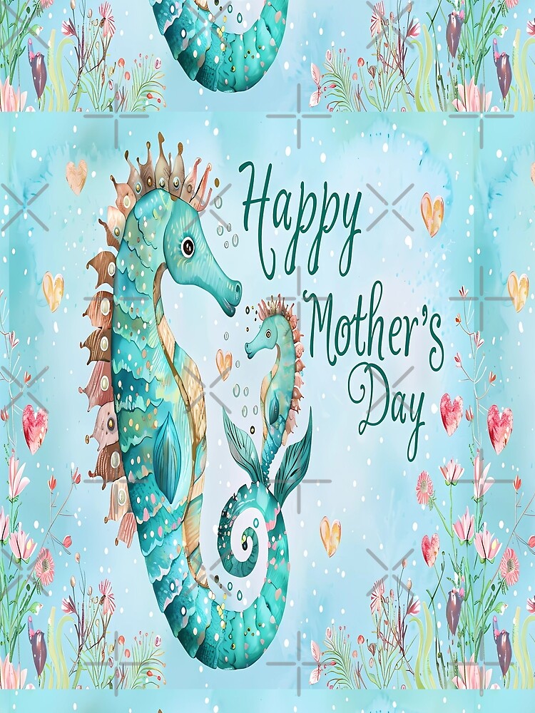 Seahorse Mother and Baby - Mothers Day Art by PawPrintStyles T-Shirts, Hoodie, Sweatshirt | BlankRebels.com (Image 2)