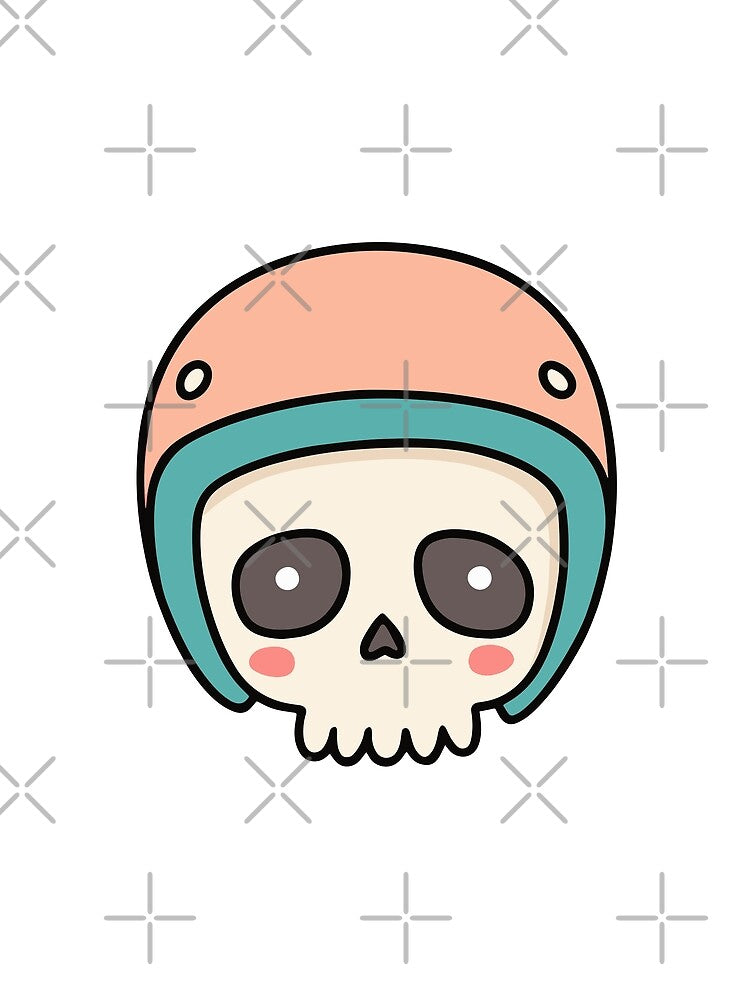 Illustration of cute skull head wear half face helmet by rasagamastore T-Shirts, Hoodie, Sweatshirt (Image 2)