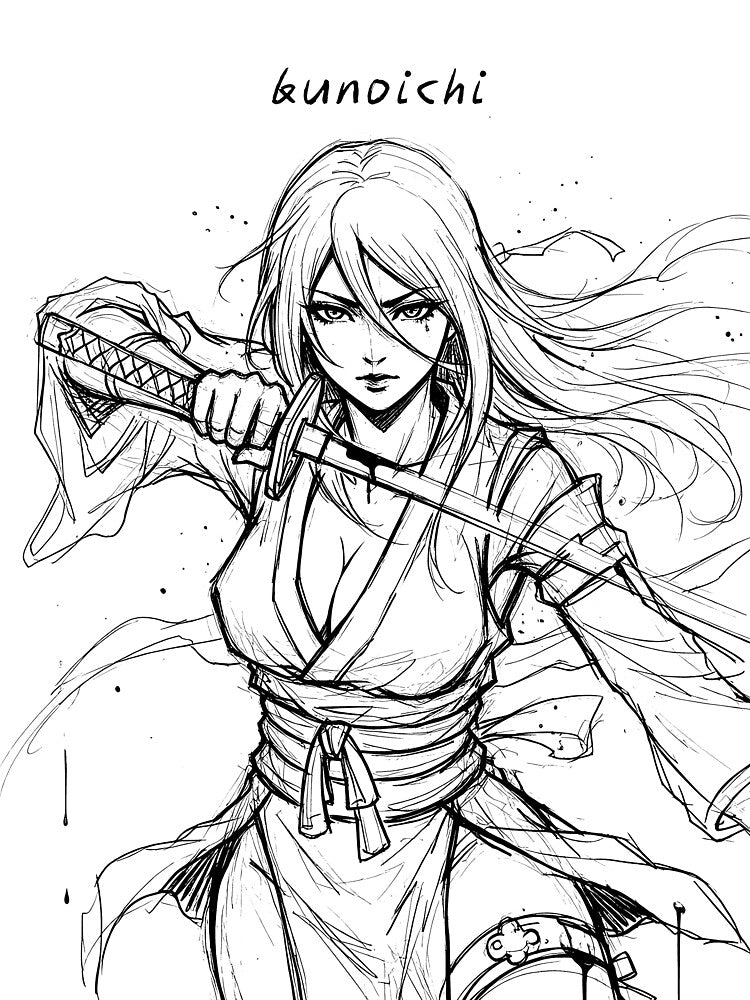 Beautiful Cool Kunochi Manga Sketch: Kunoichi by Shigen16 T-Shirts, Hoodie, Sweatshirt | BlankRebels.com (Image 2)
