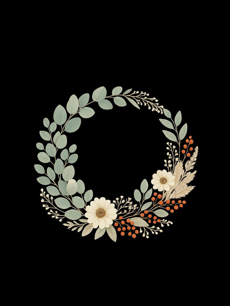 Boho Eucalyptus Wreath Orange Berries - Fall Winter Floral Art by PunchDrop T-Shirts, Hoodie, Sweatshirt (Image 2)