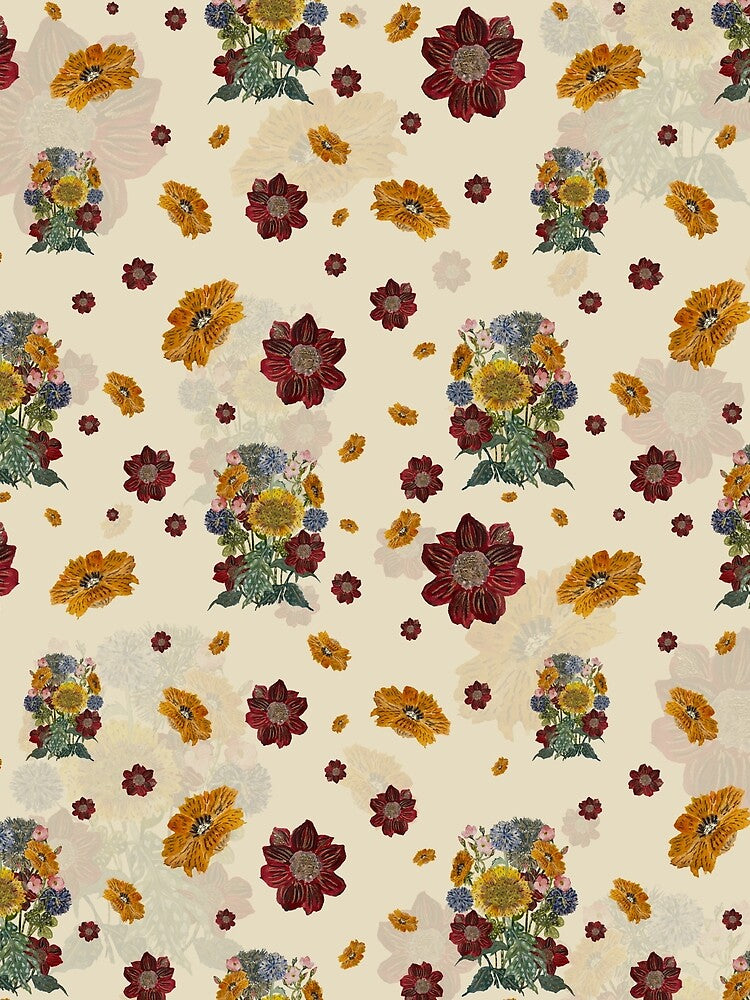 Bouquet flower seamless pattern on beige background by Yana Mustafina | Boho Soulful Designs T-Shirts, Hoodie,... (Image 2)
