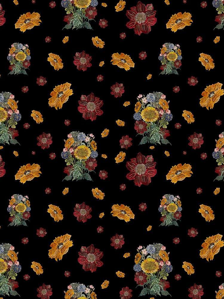 Bouquet flower seamless pattern on black background by Yana Mustafina | Boho Soulful Designs T-Shirts, Hoodie,... (Image 2)