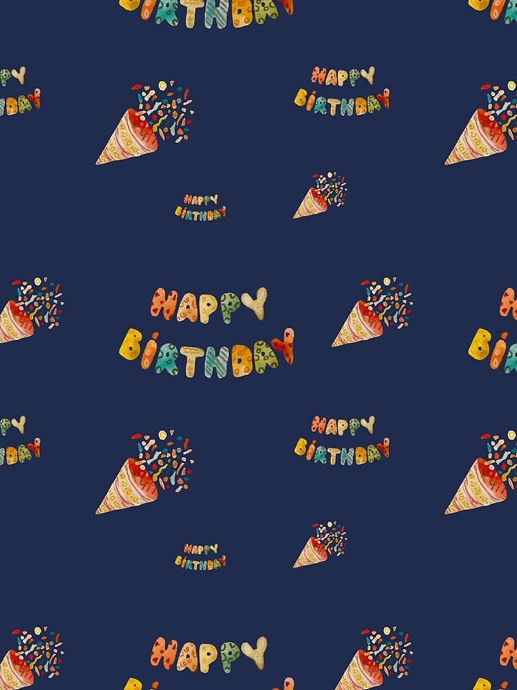 Happy birthday cute colorful pattern a watercolor blue by Yana Mustafina | Boho Soulful Designs T-Shirts,... (Image 2)