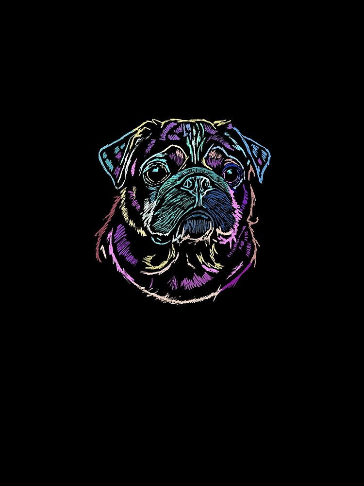 Pug Sketch in Bright Colors by wildjellybeans T-Shirts, Hoodie, Sweatshirt | BlankRebels.com (Image 2)