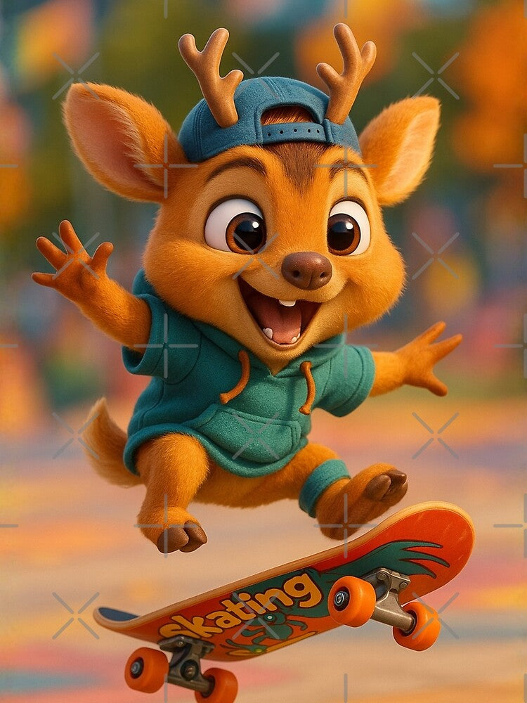 Skater Muntjac Deer by Sillytoe T-Shirts, Hoodie, Sweatshirt | BlankRebels.com (Image 2)