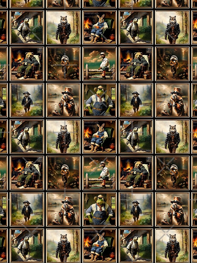 Vintage Animal Art: Anthropomorphic Animal Portrait Pattern | Animal Art | Oil Painting | Anthropomorphic... (Image 2)