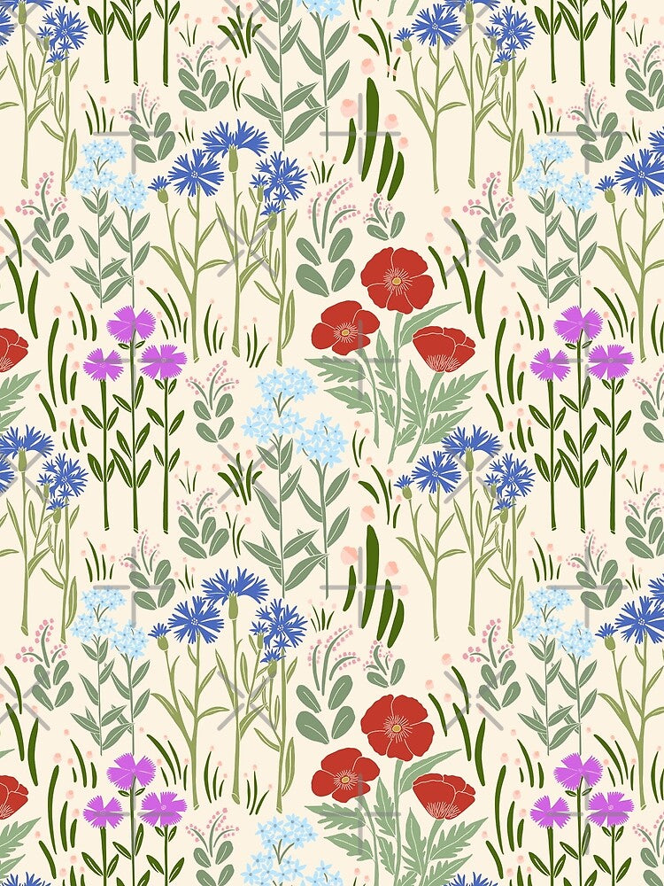 Sunlit Wildflower Meadow Storybook Floral Pattern Design by DColourMuse T-Shirts, Hoodie, Sweatshirt (Image 2)