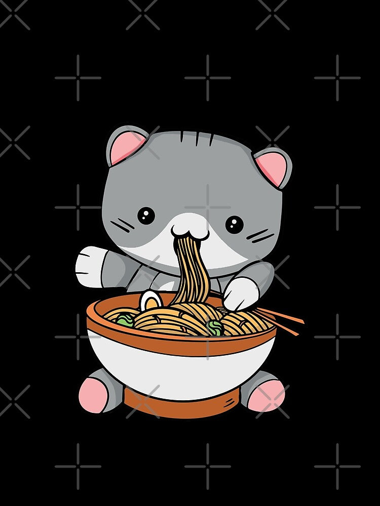 Cute Kawaii Cat Eating Ramen by OnepixArt T-Shirts, Hoodie, Sweatshirt | BlankRebels.com (Image 2)
