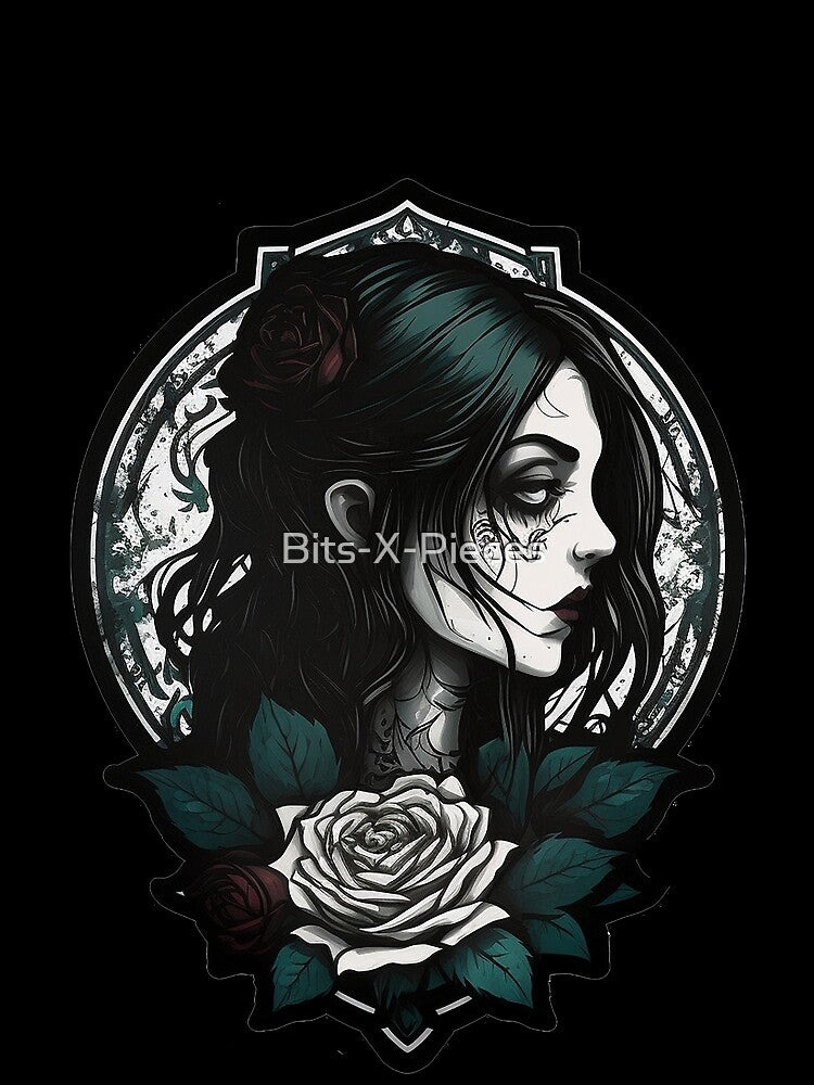 Gothic Rose Dark and Edgy Designs for Gothic Enthusiasts Woman in the Window by Bits-X-Pieces T-Shirts, Hoodie,... (Image 2)
