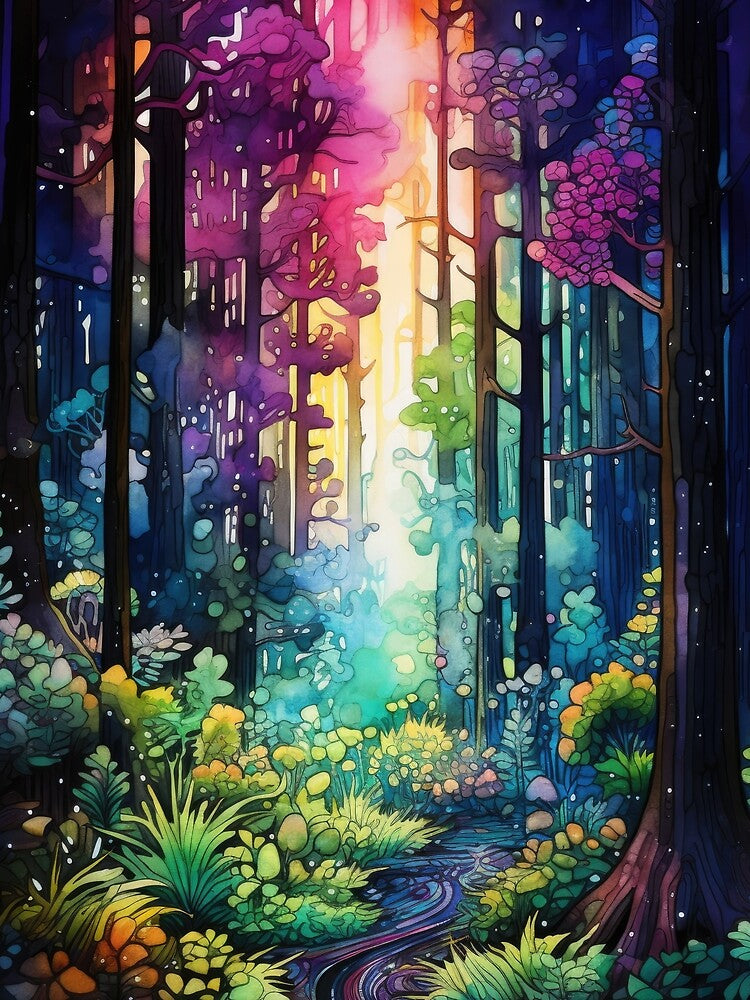 Magic Forest Watercolor and Ink Painting by VisionDuke T-Shirts, Hoodie, Sweatshirt | BlankRebels.com (Image 2)