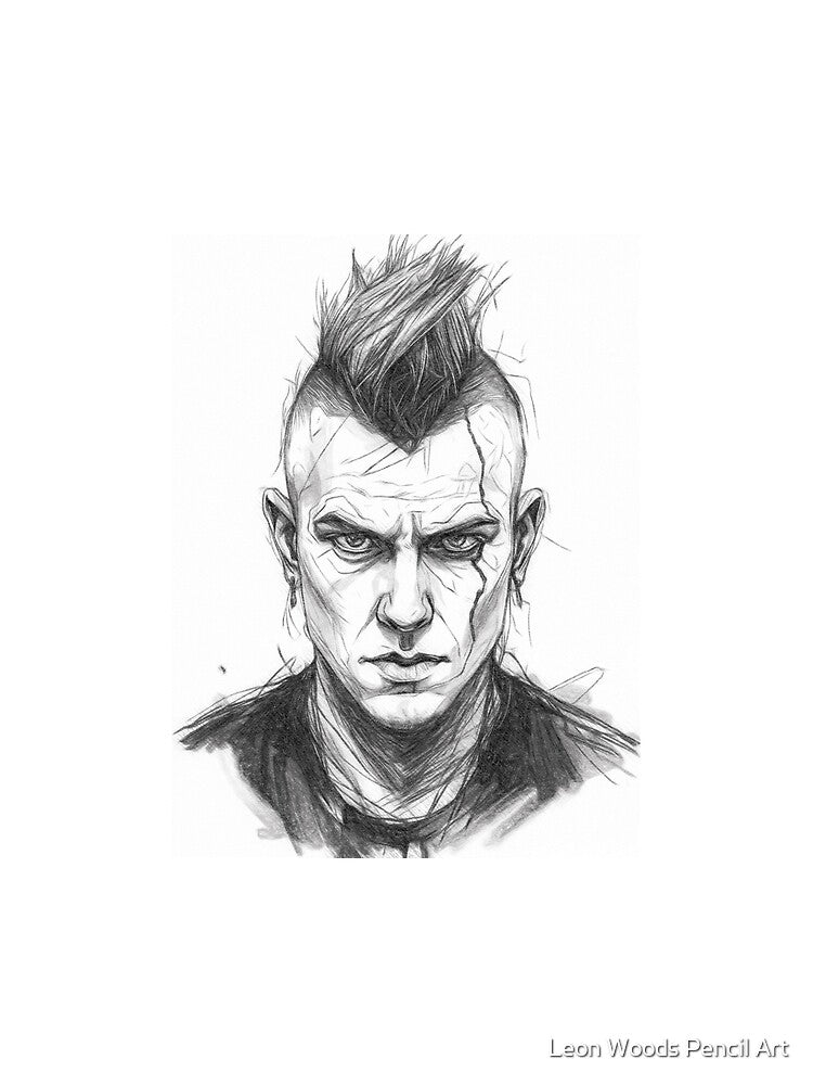 Punk Portrait Sketch by Leon Woods Pencil Art T-Shirts, Hoodie, Sweatshirt | BlankRebels.com (Image 2)