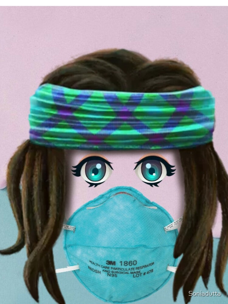 Cute hippie style girl with headband and mask by Sonia dutta_art