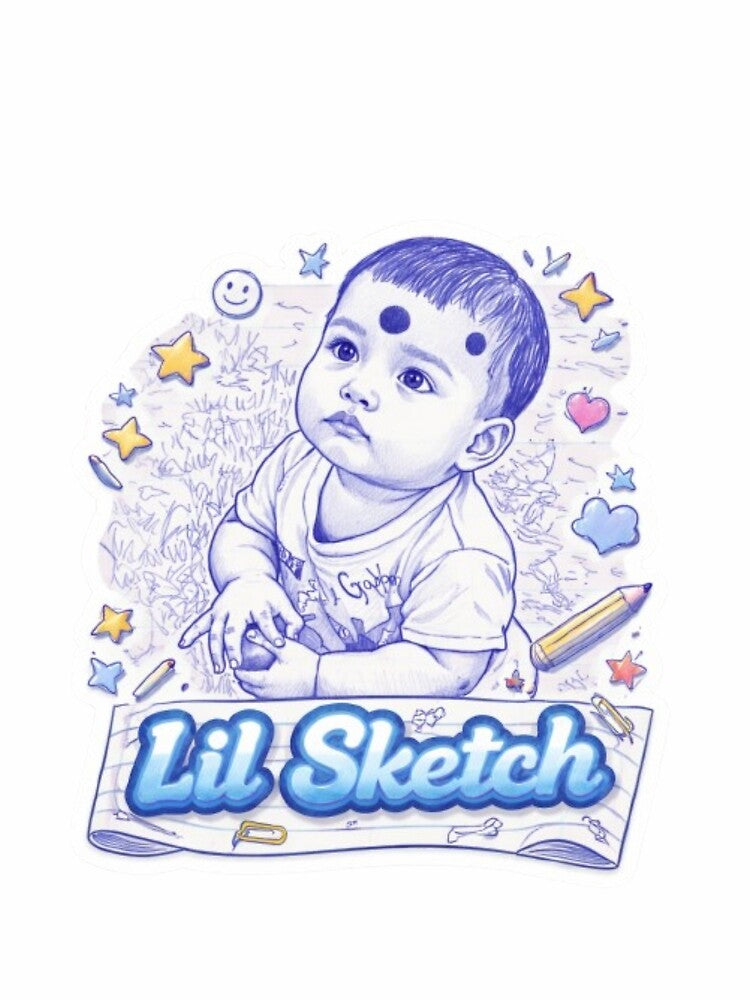 Lil Sketch – Cute Hand-Drawn Baby Art Sticker | Blue Pen Sketch Style by Begena T-Shirts, Hoodie, Sweatshirt (Image 2)