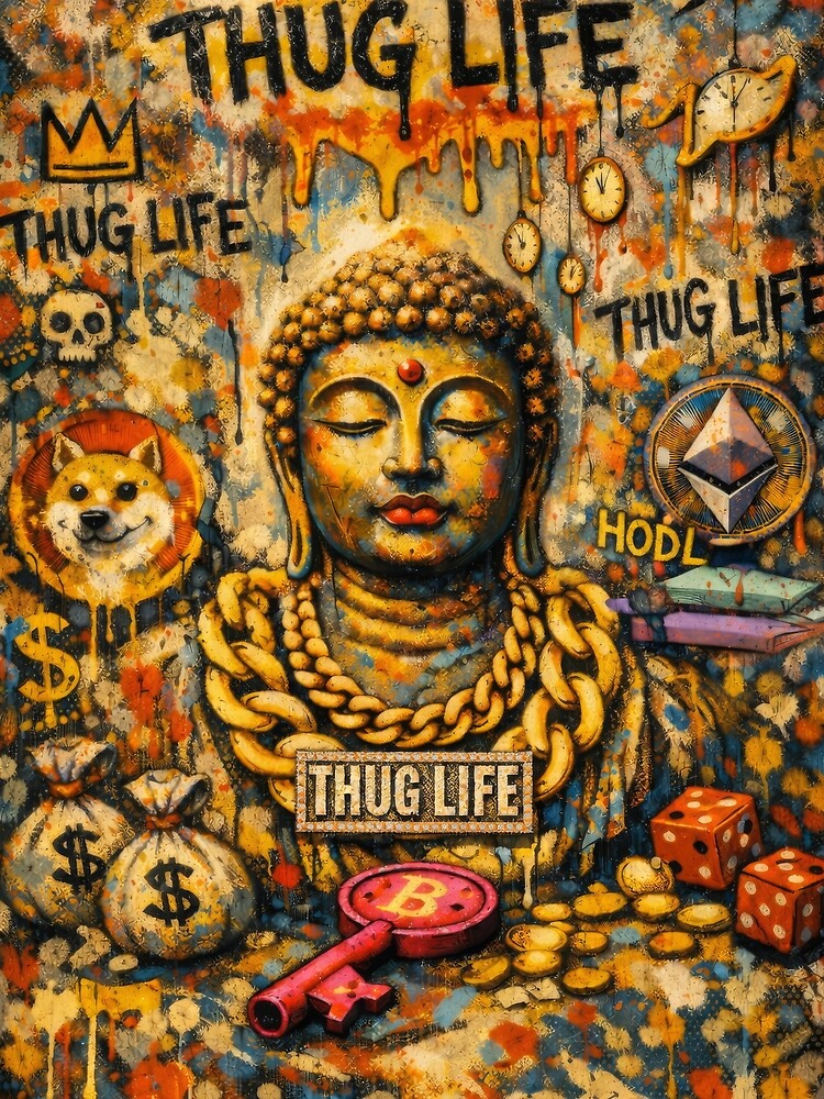 Thug Life Buddha – THL Crypto HODL Canvas Print ?? by THL (Thug Life) T-Shirts, Hoodie, Sweatshirt (Image 2)