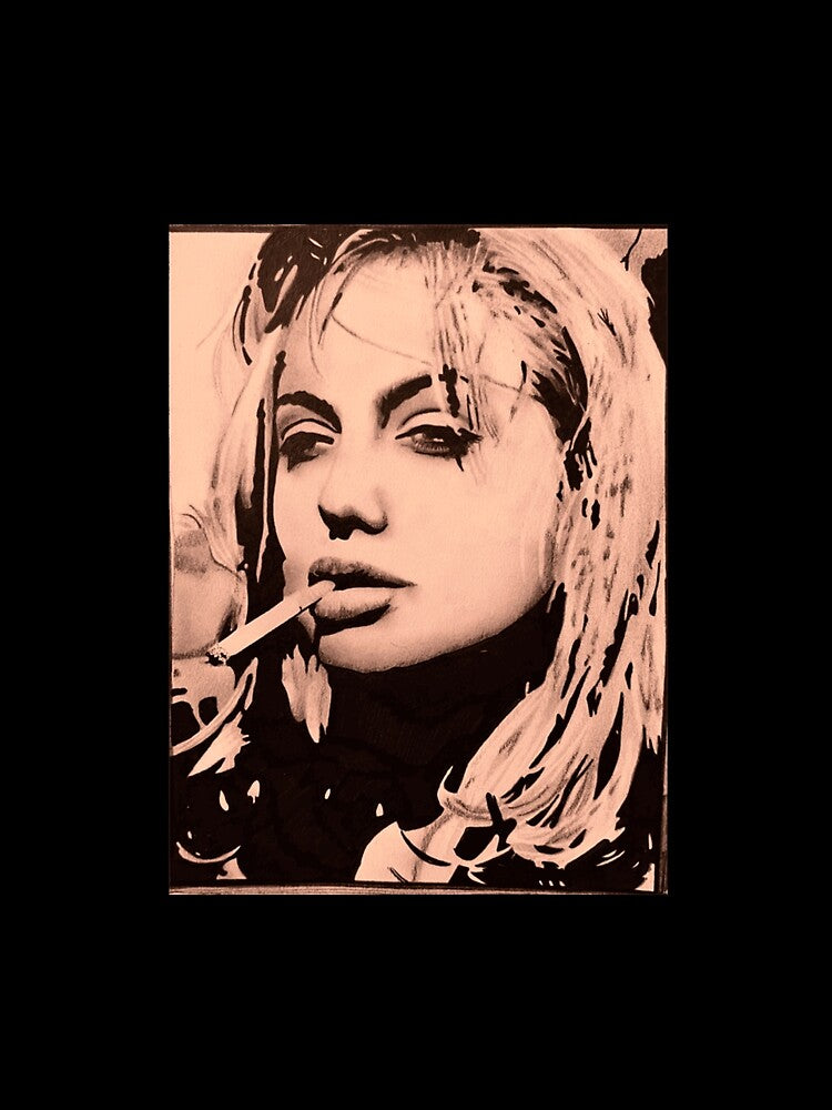 Angelina Jolie Smoky Retro Drawing Poster For Art Enthusiasts by SherroNeuman T-Shirts, Hoodie, Sweatshirt (Image 2)
