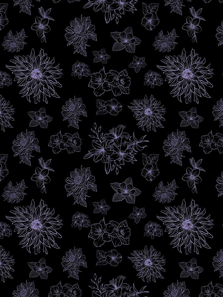 Purple Bloom Elegance on Black Background by VeenaArtStudio T-Shirts, Hoodie, Sweatshirt | BlankRebels.com (Image 2)