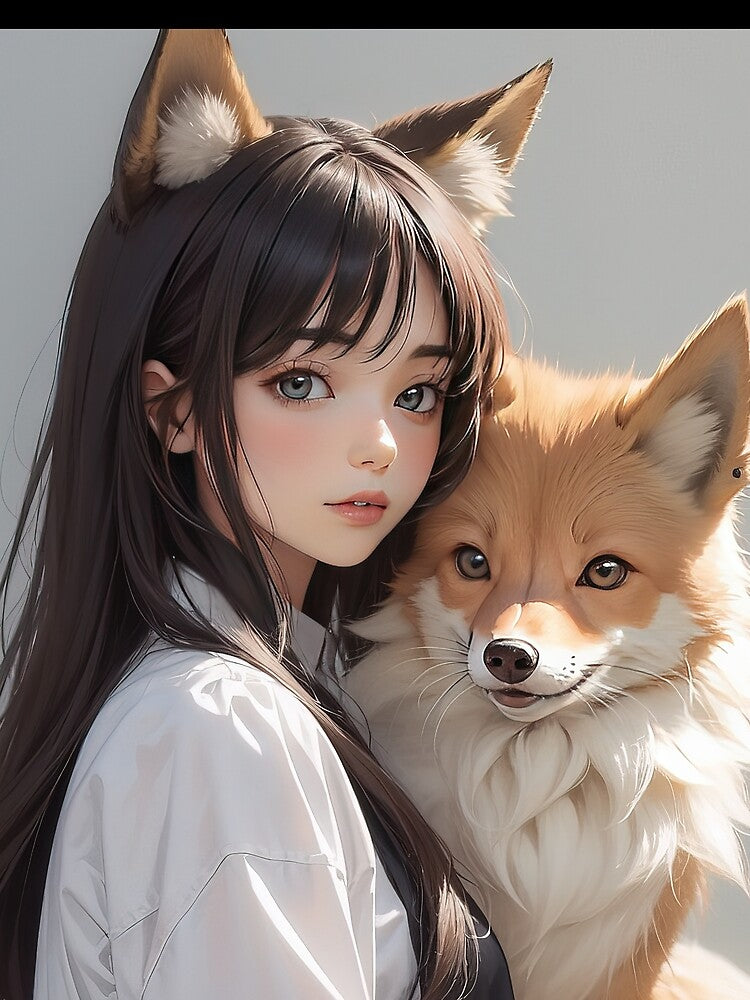Manga woman with fox and fox ears by TheArtistOf2022
