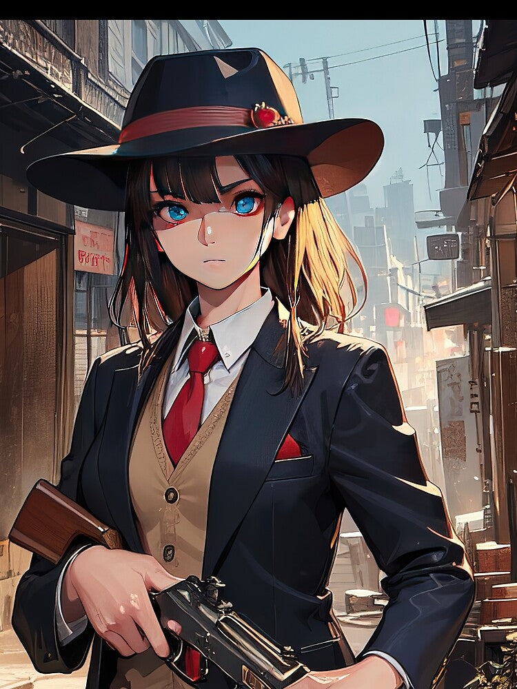 Manga detective with weapon portrait - Anime digital art by TheArtistOf2022 T-Shirts, Hoodie, Sweatshirt (Image 2)