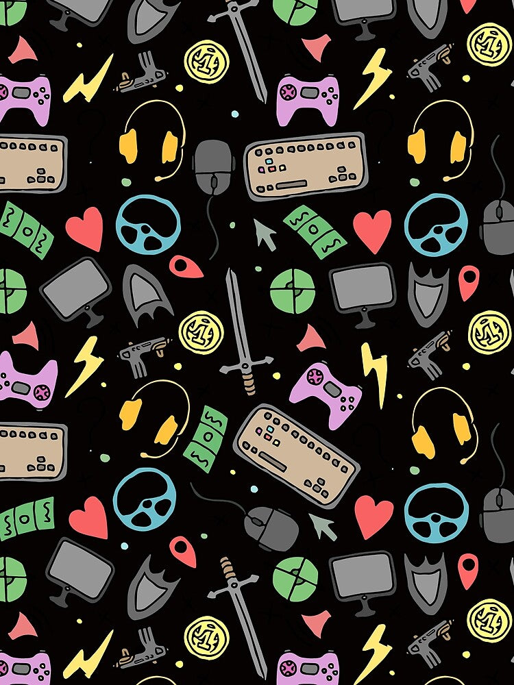 Gaming Device Cartoon Pattern Illustration T-Shirts, Hoodie, Sweatshirt
