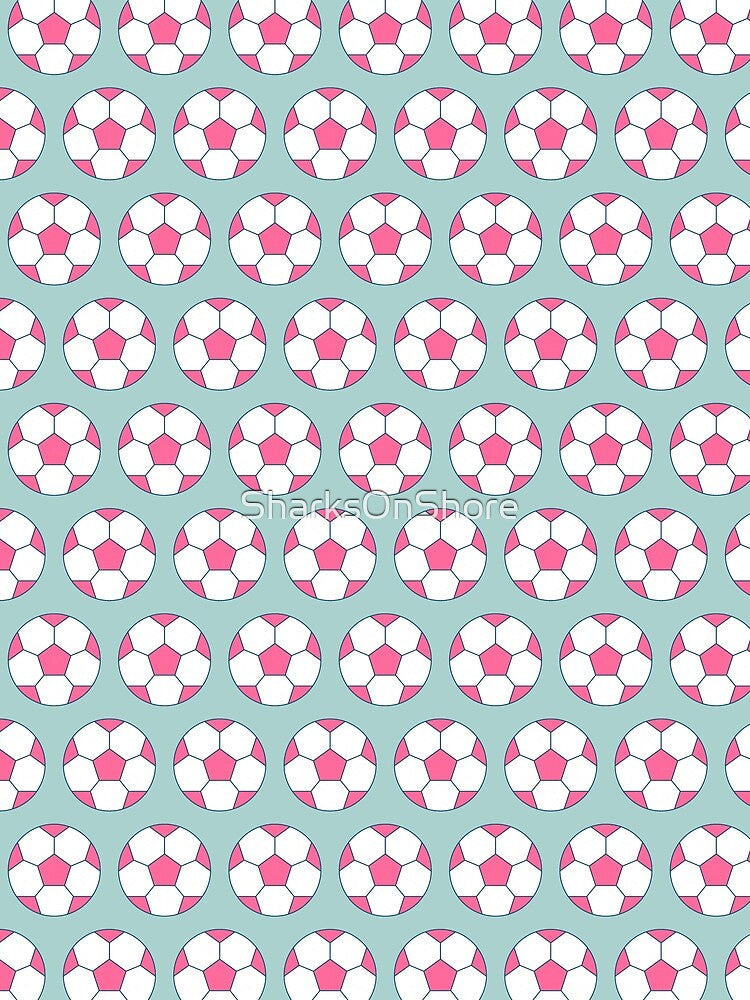 Pink Soccer Ball Pattern On Slate Blue by SharksOnShore