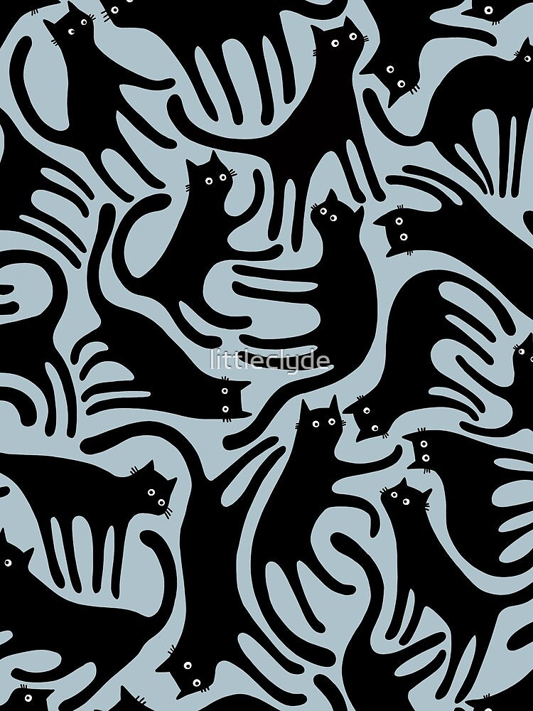Curious Black Cats on Cool Blue by littleclyde T-Shirts, Hoodie, Sweatshirt | BlankRebels.com (Image 2)