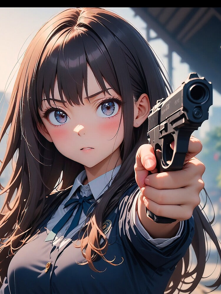 Manga girl aiming weapon portrait by TheArtistOf2022 T-Shirts, Hoodie, Sweatshirt | BlankRebels.com (Image 2)