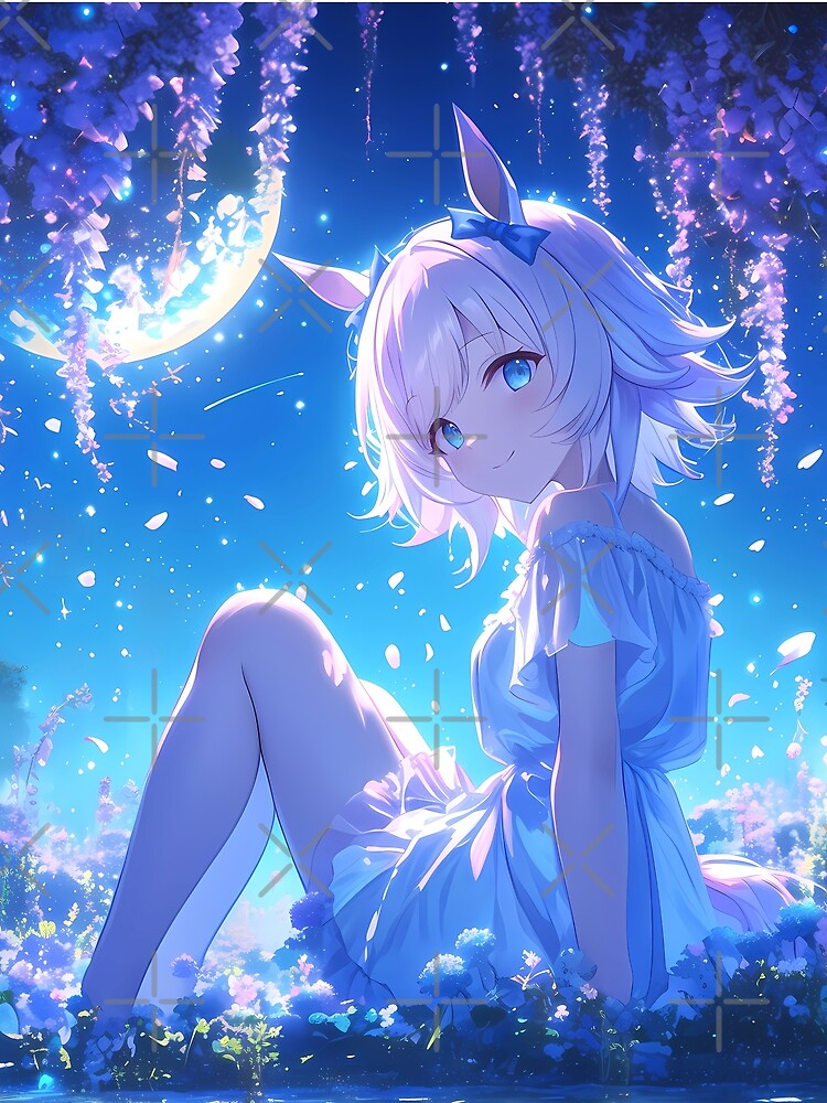 Curren Chan Uma Musume Pretty Derby blue wisteria moonlit dreamy fantasy anime girl by LNGshopart T-Shirts,... (Image 2)