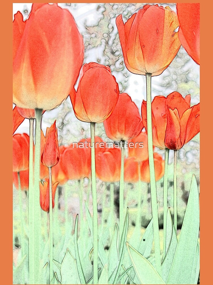 Art style digital sketch red tulip flowers photography. by naturematters T-Shirts, Hoodie, Sweatshirt (Image 2)