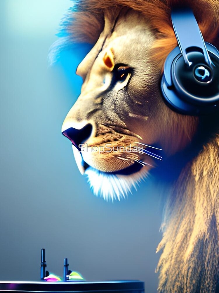 A Lion Dj Wearing A Pair Of Headphones by ShopSunday T-Shirts, Hoodie, Sweatshirt | BlankRebels.com (Image 2)