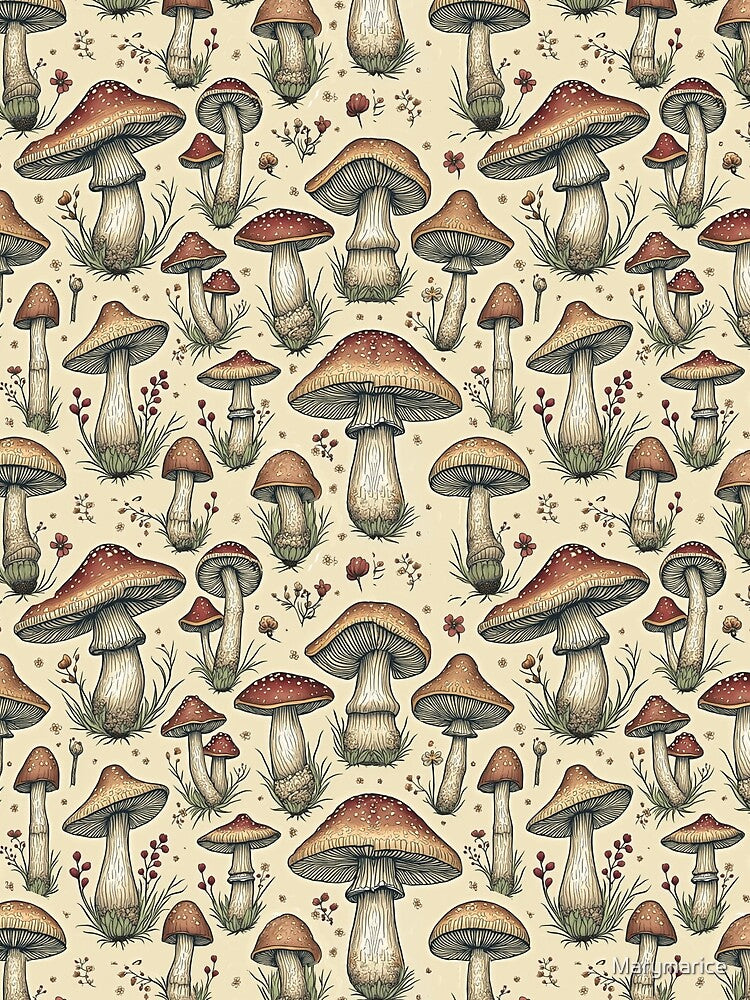 Botanical Pattern of Mushrooms in Brown and Beige by Marymarice T-Shirts, Hoodie, Sweatshirt | BlankRebels.com (Image 2)