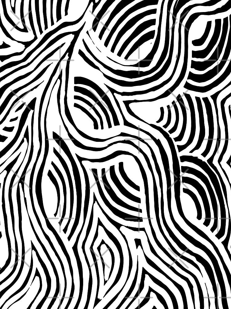 Retro Groovy Minimalist Black White Trippy Hippie Good Vibes Pattern 60s 70s Y2K Aesthetic Art by Cymphonyskar... (Image 2)